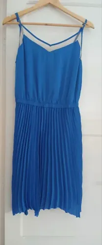 Vestido azul plissado Maria Valentina
