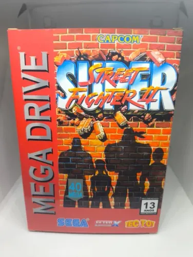 Caixa do Jogo Super Street Fighter 2 para Mega Drive - Inclui Berço