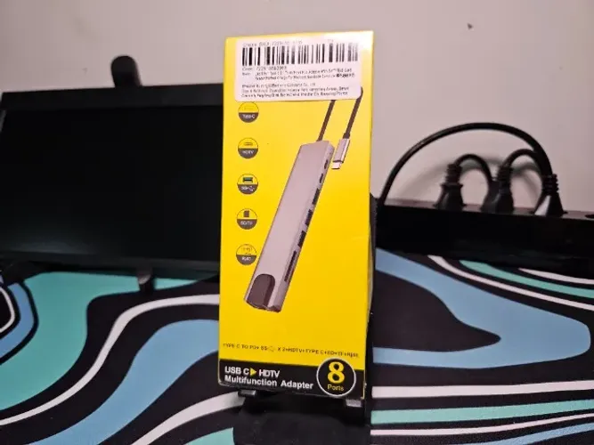 Hub Adaptador USB-C 8 em 1 Dual HDMI 4K + Rede RJ45 + SD - Pronta Entrega!