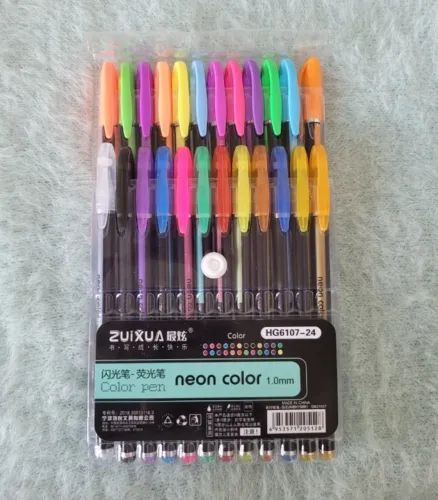 Kit 24 Canetas Neon Coloridas escolar ZUIXUA