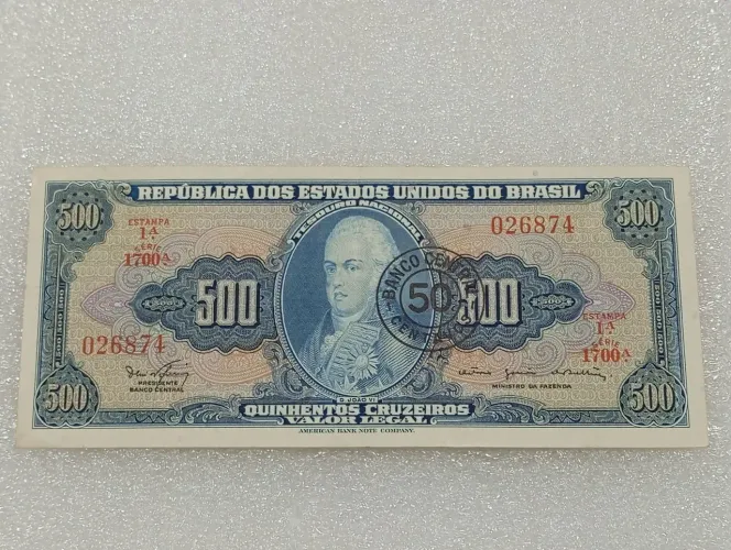 Cédula Antiga 500 Cruzeiros - 50 centavos