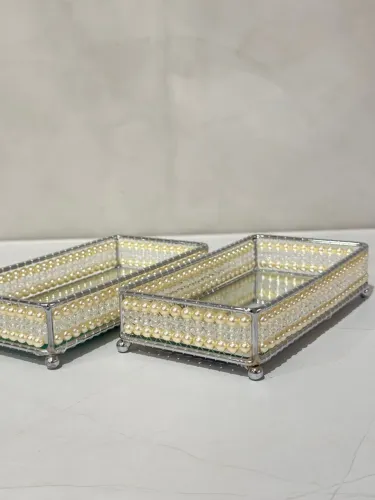 Bandeja pérola e cristal 