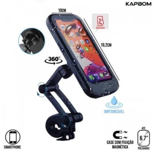 Suporte Impermeável para Celular com Fixação Magnética