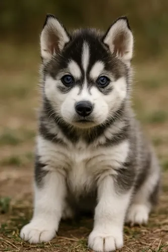 Filhote de Husky Siberiano no seu lar com você 