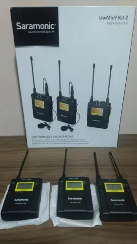 Microfone lapela profissional Saramonic UwMic9 Kit 2 RX9+TX9+TX9