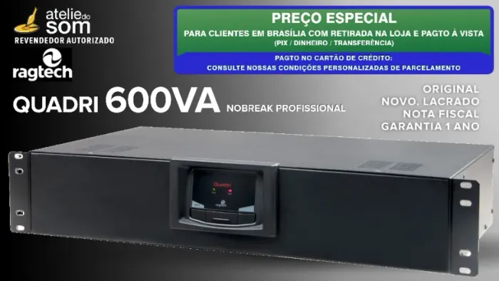 Nobreak Rack Ragtech Quadri 600VA Senoidal Por Aprox. Novo Original Garantia 1 ano