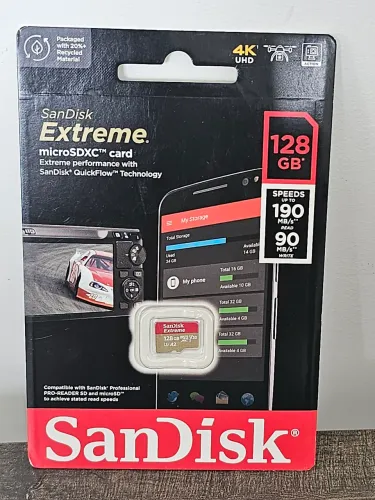 Cartão de Memória SanDisk Extreme 128GB micro SDXC - 190 MB/s