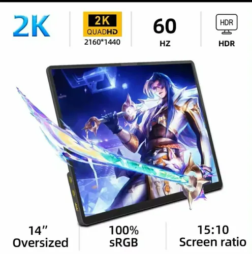 Monitor portátil 2k IPS 14 polegadas (sem defeitos)