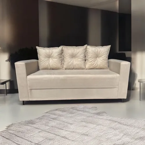 Sofá 3 lugares elegante e confortável almofadas soltas