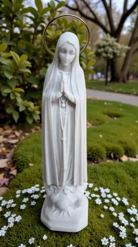 Imagem de Nossa Senhora de Fátima em Pó de Mármore 11 cm | Escultura Religiosa Católica |