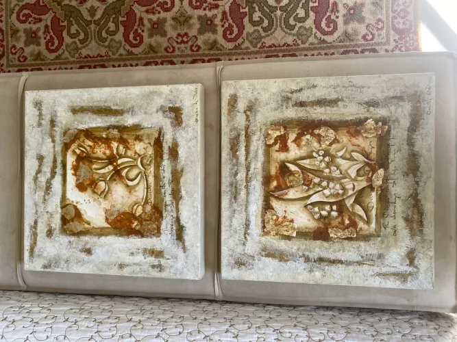 Quadro pintado em tela, artista Cecília de Deus