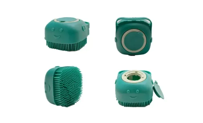 Esponja Escova De Banho Em Silicone Com Dispenser e Alça - Cor Verde