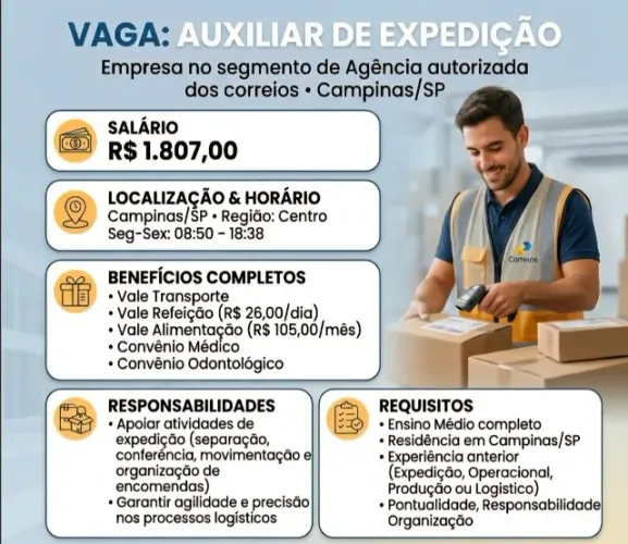 Auxiliar de Expedição- Campinas/SP