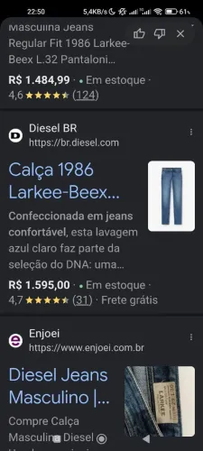 Calça jeans masculina Diesel original Nova nunca usada
