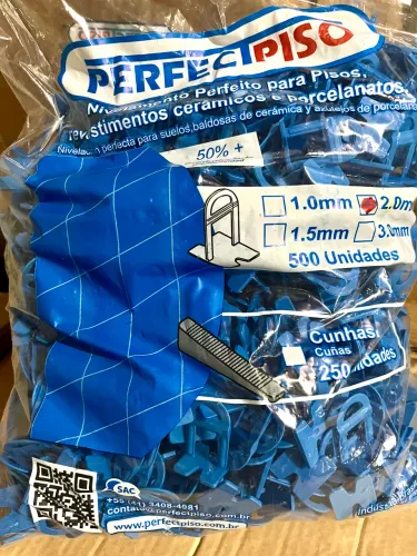 500 Clips niveladores de piso 2mm