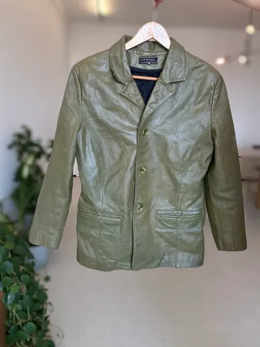 Jaqueta de Couro Legítimo M/G Verde Oliva