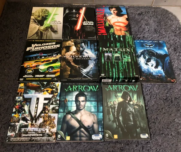 DVDs Star Wars, Smallville, Transformers, Velozes e Furiosos, Wolverine, Matrix, Batman