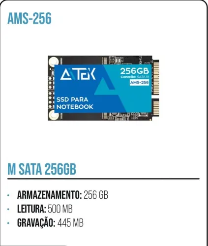 SSD Interno Aitek AMS-256 256GB SATA III 2.5'' Preto para Notebook