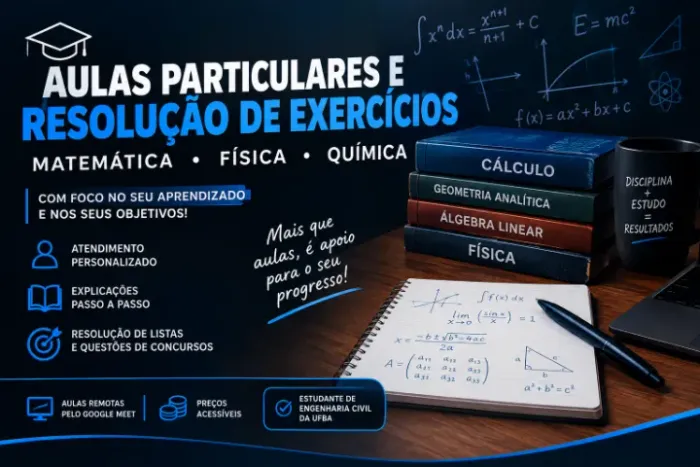 Aulas de reforço escolar e resolução de listas de exercícios