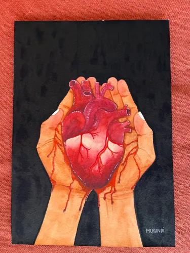 Aquarela coração A4