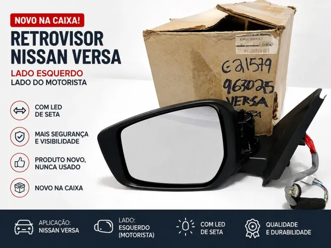 Retrovisor Nissan versa/ com led de seta integrado.