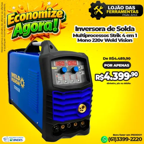 Inversora de Solda Multiprocessos Strik 4 em 1 Mono 220v Weld Vísion