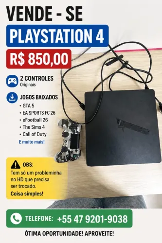 Ps4 + 2 controles BARBADA