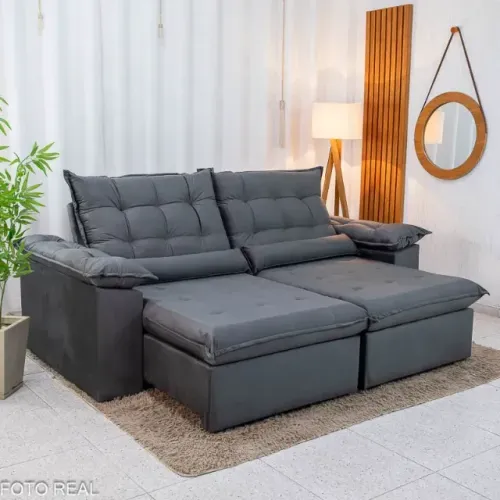 Sofá Retrátil e Reclinável Emanuelly 2.30m Pronta Entrega!