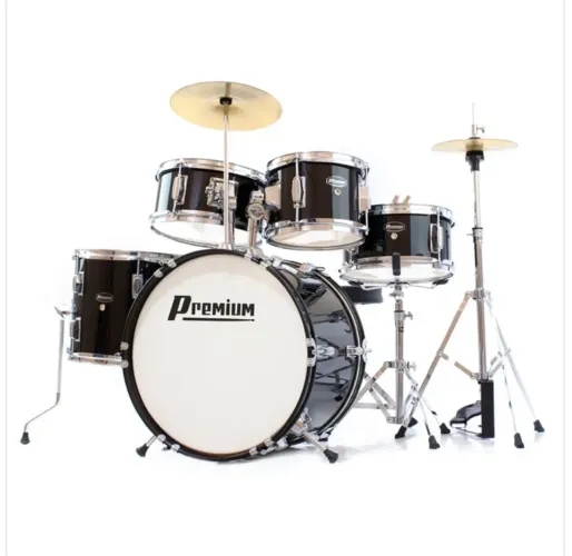 Bateria Infantil Premium Preta com 5 Tambores