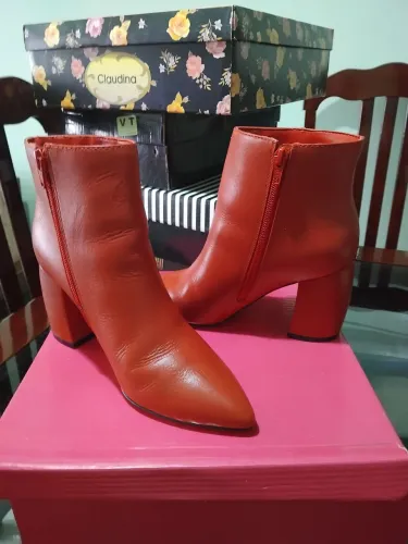 Sapato bota salto alto feminino couro legítimo n35