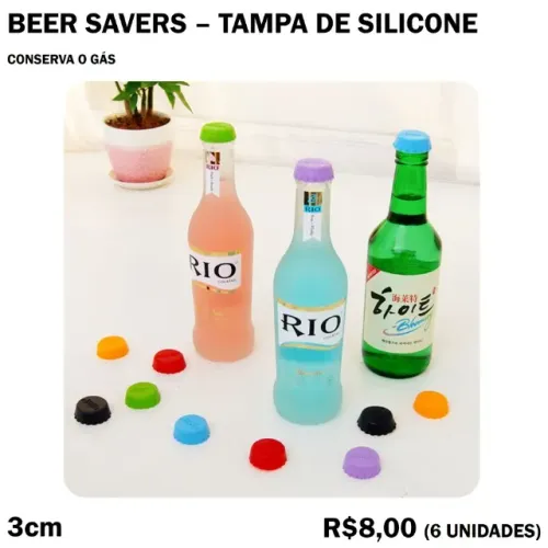 Tampa de Garrafa de Silicone - 12 Unidades