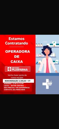 Vaga para operadora de caixa