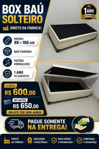 Box baú solteiro 88×188 - Preço de fábrica