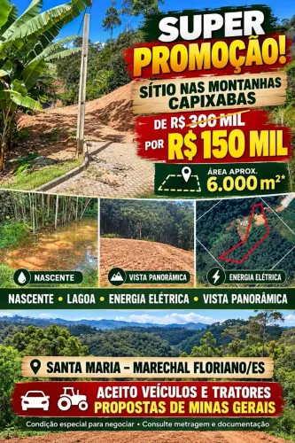 Sítio 6.000m² Marechal Floriano R$150 Mil Aceito Carros e Trocas em MG, tenho outro lado