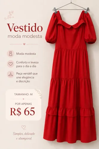 Vestido Vermelho Moda Modesta
