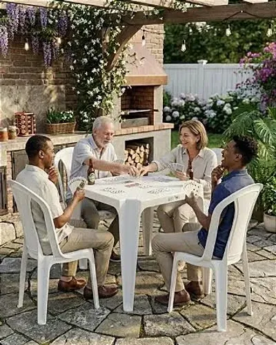 Conjunto mesa de plástico branco conjunto mesa de plástico preta