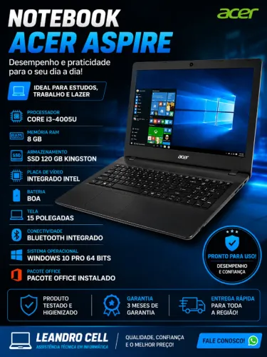 ? NOTEBOOK ACER ASPIRE - PRONTO PARA USO!
