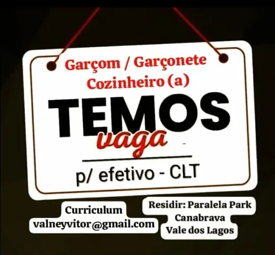Vagas CLT : Aux. Cozinha - Garçom/Garçonete