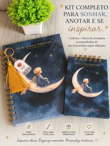 Kit Caderno + Bloco de Anotações personalizado - Chaveiro de brinde!