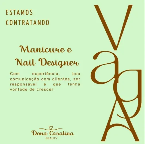Vaga para Manicure e Nail Designer em Jardim Piedade