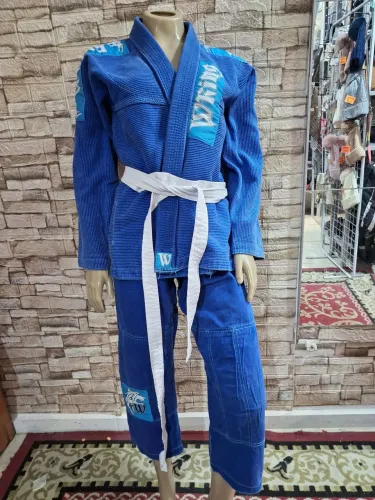 Kimono Jiu-Jitsu Wring Azul Trançado - Tamanho 0 / A0 (Infanto Juvenil / Adulto PP)
