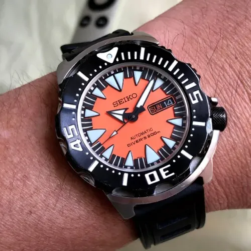 Seiko Prospex Monster SRP315 Black Orange Diver 200m Automatico