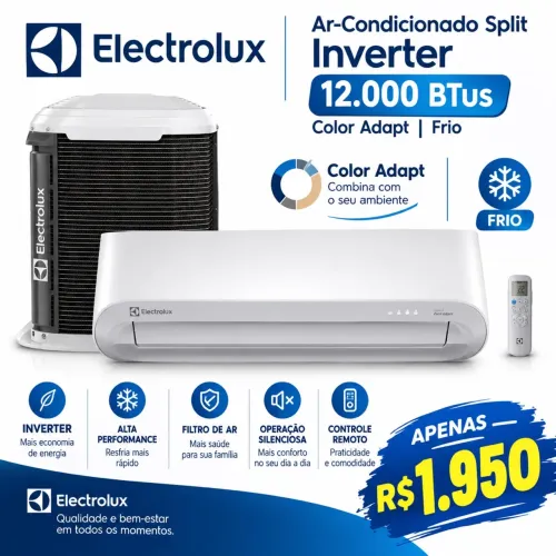 Ar-Condicionado Split Electrolux Inverter 12.000 BTUs Color Adapt Frio