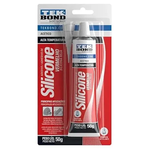 Silicone Alta temperatura Acético Vermelho Tekbond 50g Automotivo