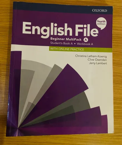 English File Beginner MultiPack A, da 4ª edição, publicado pela Oxford University Press.