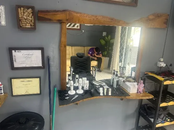 Bancada barbearia rústica