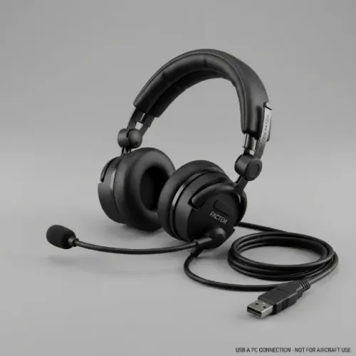 Headset Aeronáutico Profissional Factem FATG4 (Conexão USB para Simuladores de PC)