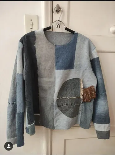 Casaco Blusa Jeans Patchwork - Peça Única 100% Artesanal (Upcycling)