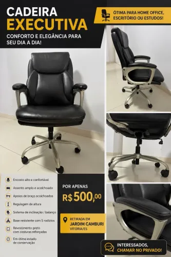 Cadeira escritório executiva, presidente, diretor feito em courino.