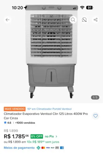 climatizador evaporativo ventisol